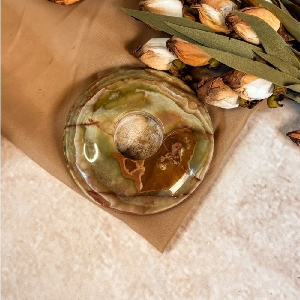 Green Marbled Onyx Candle‎ Holder